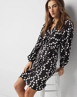 Polka Dot Faux Wrap Dress