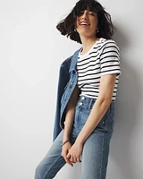 WHBM FORME™  Ribbed Stretch Button Shoulder Tee