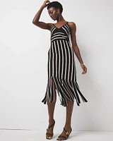 Halter Sweater Dress with Fringe