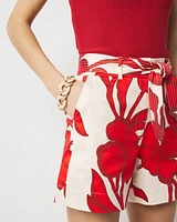 High-Rise Floral Satin Short