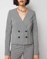 Petite Double-Breasted Gingham Jacket