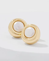 Gold + Pearl Stud Earrings