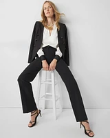 Contrasting Cuff Satin Blouse