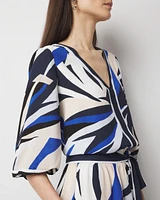 Petite Palm Print Wrap Dress