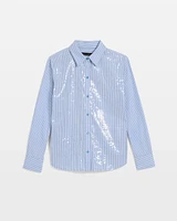 Sequin Striped Poplin Shirt