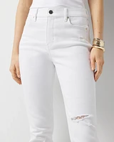 Petite High-Rise Distressed Straight Jeans