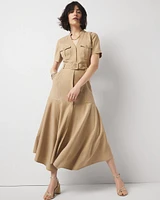 Short-Sleeve Utility Shirt Dress