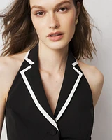 Contrast Piping Halter Vest