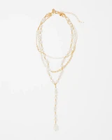 Gold + Pearl Convertible Y Necklace