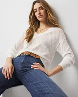 Novelty Stitch V-Neck Sweater