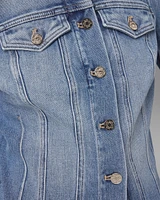 Puff Sleeve Cropped Denim Jacket