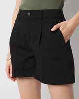High-Rise Pleated Denim Short