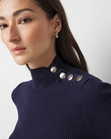 Elbow Sleeve Mock Neck Sweater