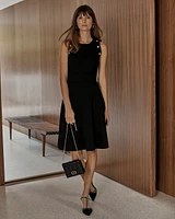 Luxe Stretch Button Detail Fit & Flare Dress