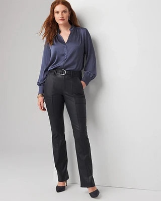 High-Rise Coated Cargo Bootcut Jean