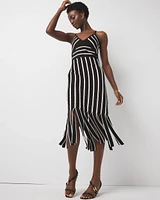 Halter Sweater Dress with Fringe