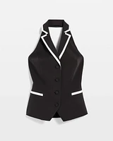 Contrast Piping Halter Vest