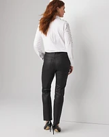High-Rise Straight Coated Denim Jeans