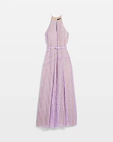 Sleeveless Halter Lace Maxi Dress