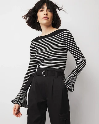 Striped Flared Cuff Sweater