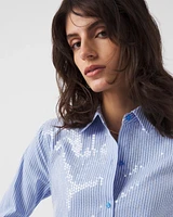 Sequin Striped Poplin Shirt