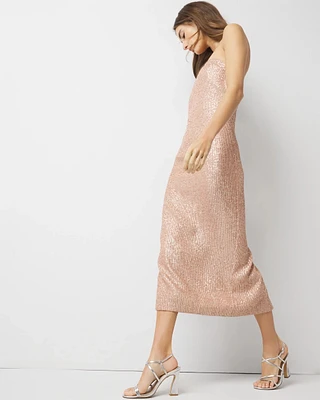 Strapless Sequin Midi Dress