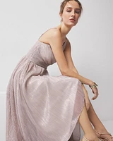 Petite Twist-Front Pleated Midi Dress