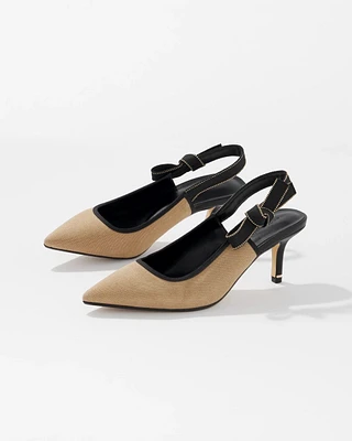 Canvas Slingback Kitten Heel Pump