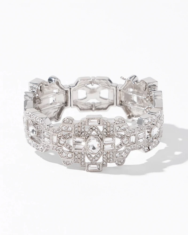 Art Deco Silver Stretch Bracelet