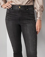 High-Rise Embellished Slim Ankle Jeans