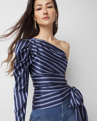 One-Shoulder Satin Blouse