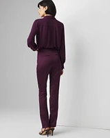 Petite High Rise Satin Straight Pant