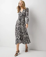 Animal Print Twist-Front Midi Dress