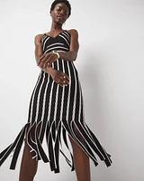 Halter Sweater Dress with Fringe