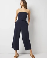 Belted Wide Leg Cropped Jumpsuit
