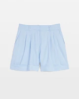 High-Rise Pleated Linen Short