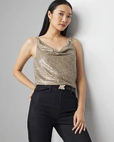Petite Sequin Cowl Neck Cami