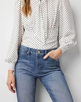 High-Rise Novelty Side-Seam Straight Jeans