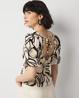 Puff-Sleeve Drawstring Blouse