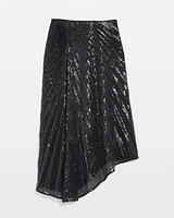 Sequin Pleated Asymmetrical Skirt