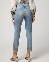 Mid-Rise Everyday Soft Denim™ Embroidered Hem Slim Crop Jeans