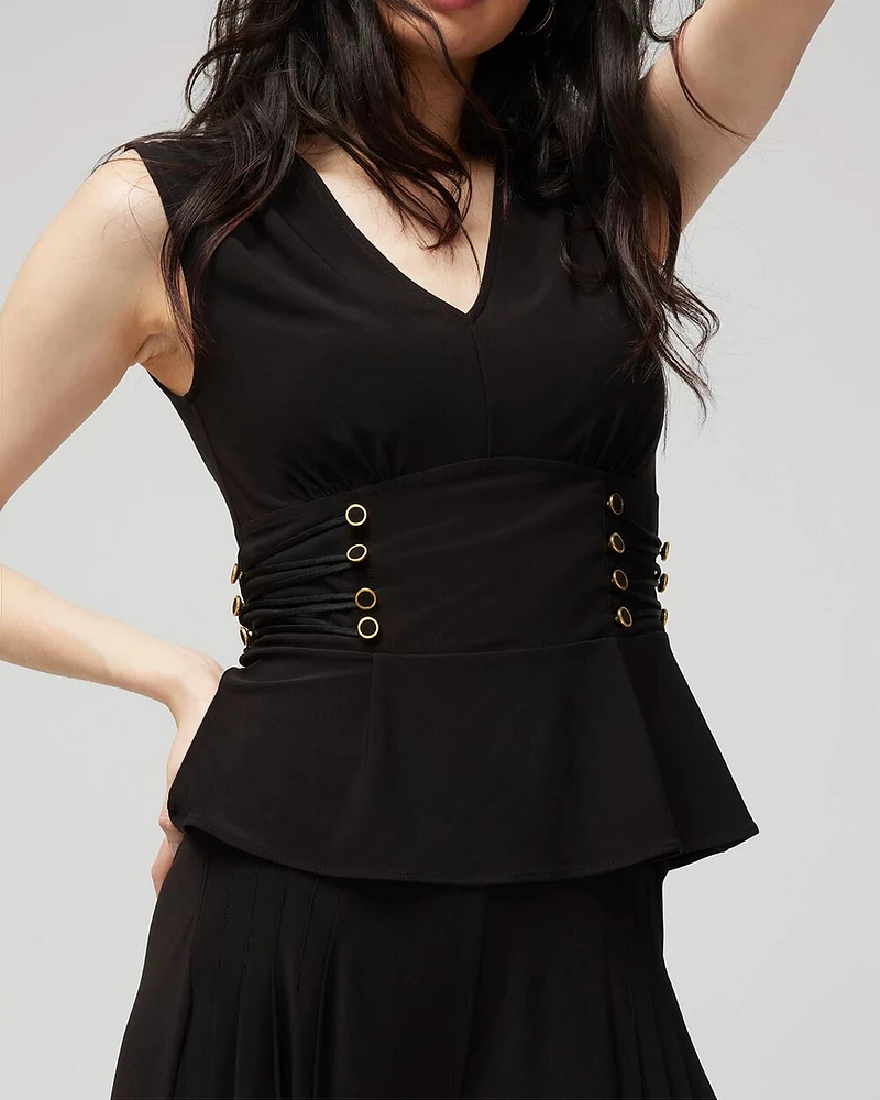 Matte Jersey Button Peplum Top