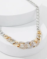 Gold + Silver Pavé Link Necklace