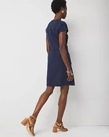 Petite Belted Ponte Shirt Dress