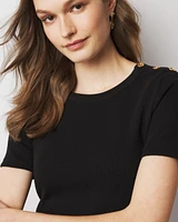 WHBM FORME™  Ribbed Stretch Button Shoulder Tee