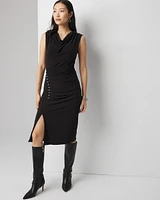 Petite Sleeveless Matte Jersey Cowl Neck Midi Dress