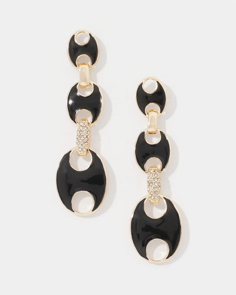 Black Mariner Links & Pavé Earrings