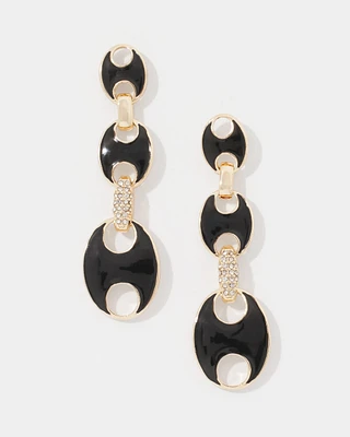 Black Mariner Links & Pavé Earrings