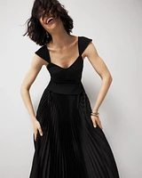 Corset Pleated Midi Dress
