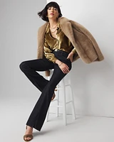 High-Rise Sculpt Skinny Flare Ankle-Slit Jeans